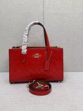 NWT Coach Nina Small Tote Bag In Signature Leather in Red